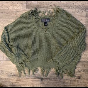 Fringed crop top sweater